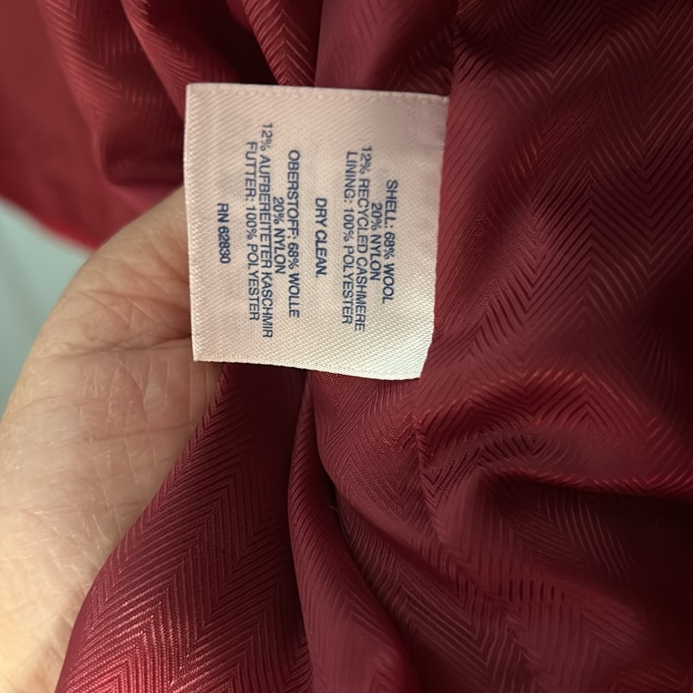 Lands End beautiful cherry wool middle coat - Picture 8 of 10